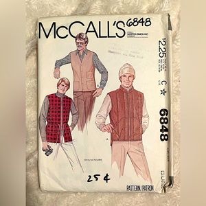 Vintage 1970’s McCall’s Men’s Pattern #6848 Vest Classic